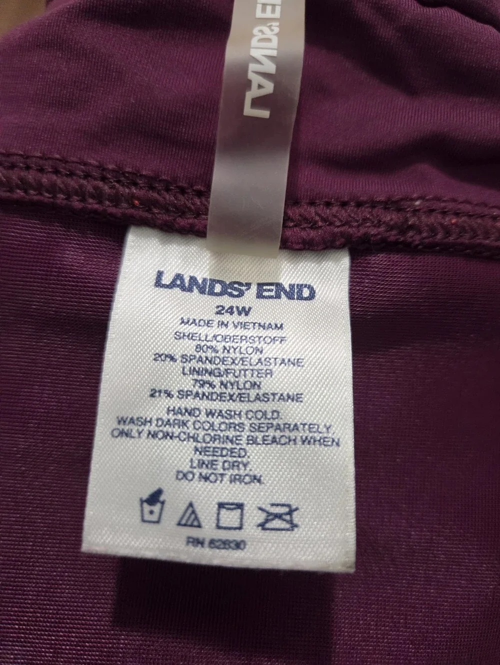 Lands End Tankini 24W Purple Floral 2 Piece Swimsuit Plus Size Swimwear Brief